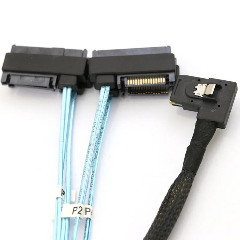 Mini SAS SFF-8087 Left Turn 4XSFF-8482 One To Four 12G High-speed Service Internal Cable