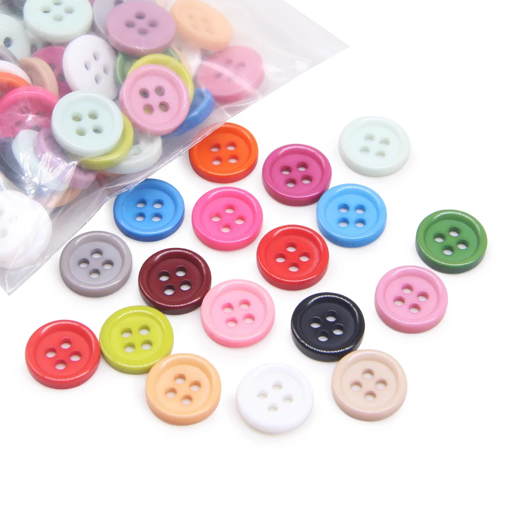 100pcs/lot Resin Sewing Button Round 9/10/11mm Sew On Button Accessories Handmade Children Button Crafts DIY