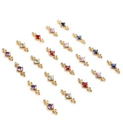 Copper plated 14K Gold and zircon double rings diamond DIY jewelry handmade earrings hairpin key chain material 6pcs