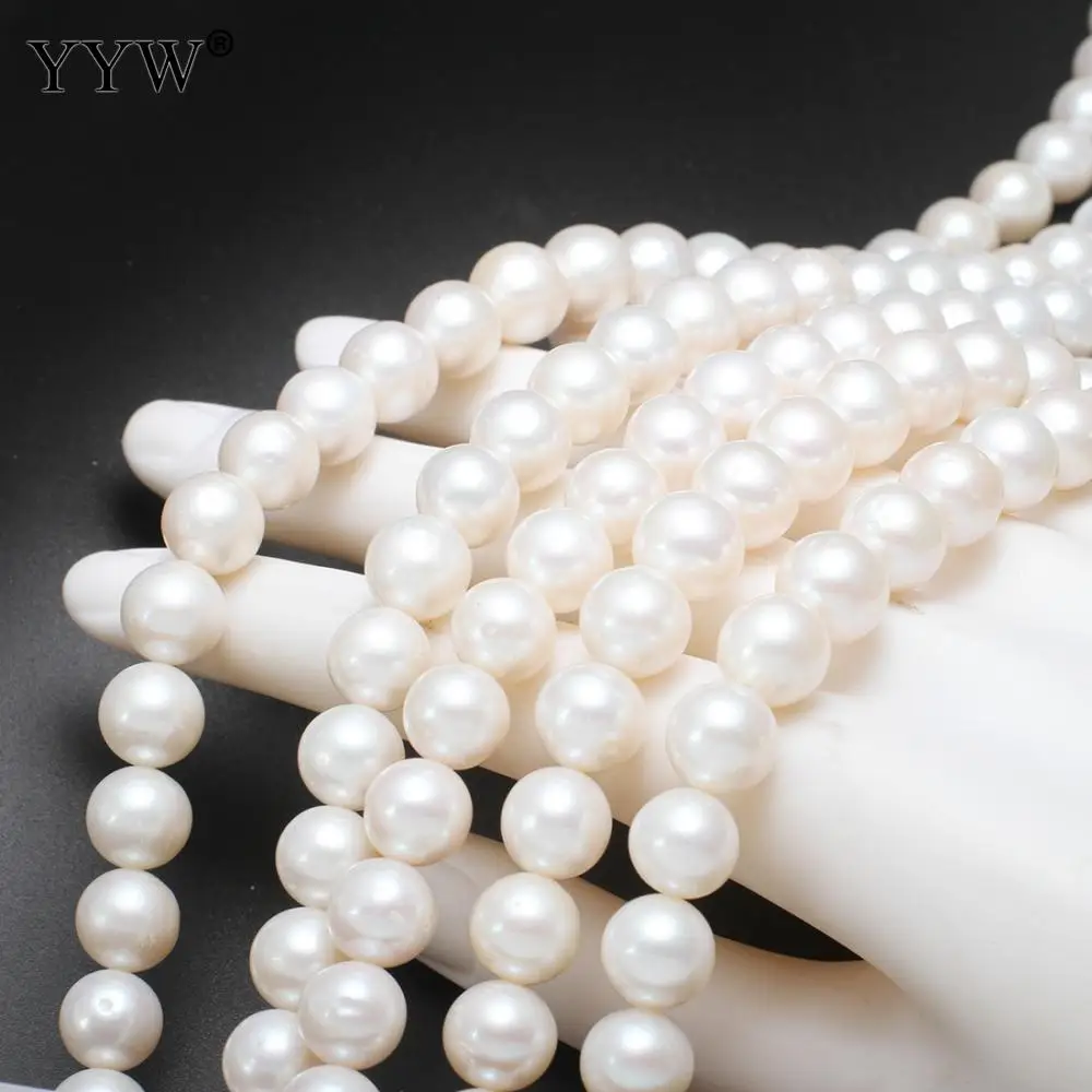 Natural Freshwater Pearl Beads Grade AAA round Shape Punch Loose Beads for DIY Elegant Necklace Bracelet Jewelry Making 11-12mm