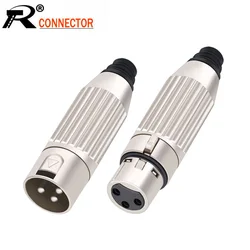 1pc XLR 3 Pin Male & Female Plug XLR Audio Microphone Connector MIC for Cable Soldering Straight Adapter