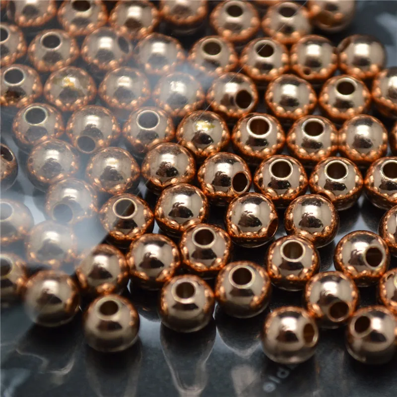 

Rose Gold Color Metal Copper Round Ball Beads Spacers 4mm 5mm 6mm 8mm 10mm 12mm 14mm 16mm Jewelry Findings 100PC/Lot