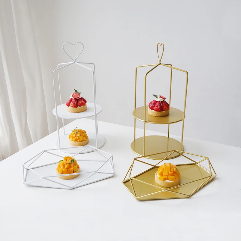 

Gold Color Cake Stand Metal Dessert Table Cake Tray Christmas Birthday Party Macaron Cupcake Rack Stand for Wedding Party