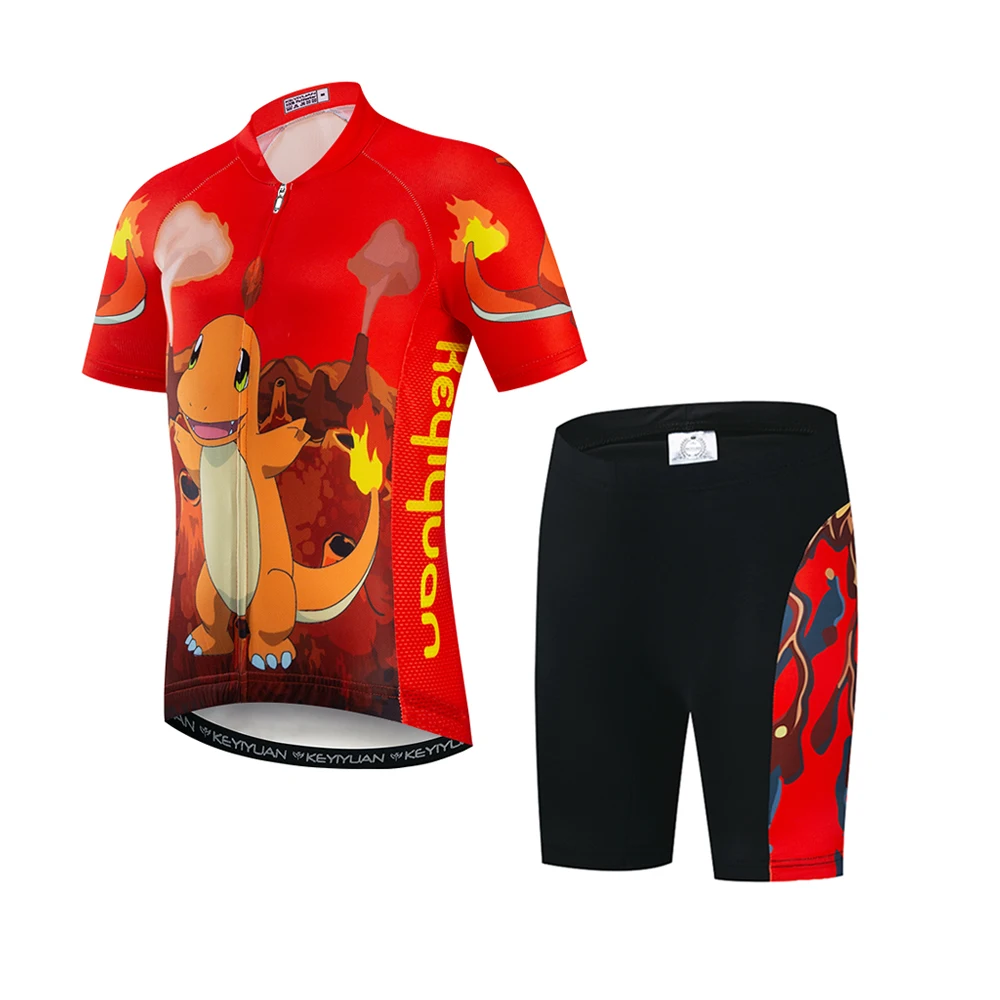 KEYIYUAN New Child Short Sleeve Cycling Jersey Suit Boy Girl Summer Road Mountain Race Bike Serve Kids Bicycle Cycle Clothing