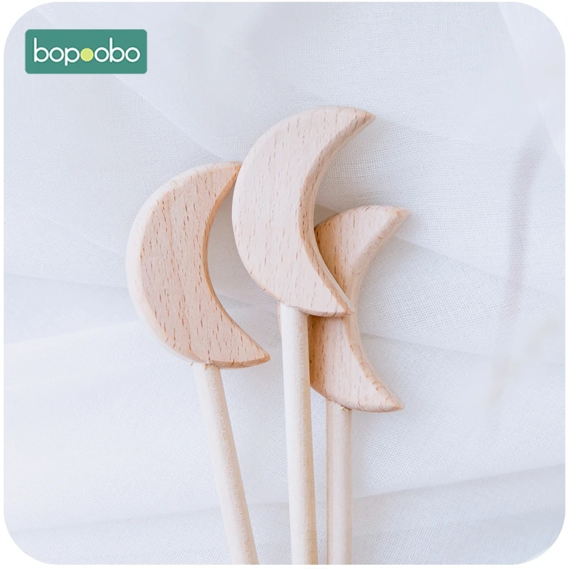 Bopoobo  0-12Months 20PCS Child BPA Free Wooden Fairy Stick Wooden Moon  Wooden Baby Gym Wooden Baby Teething Holding Toys Gym