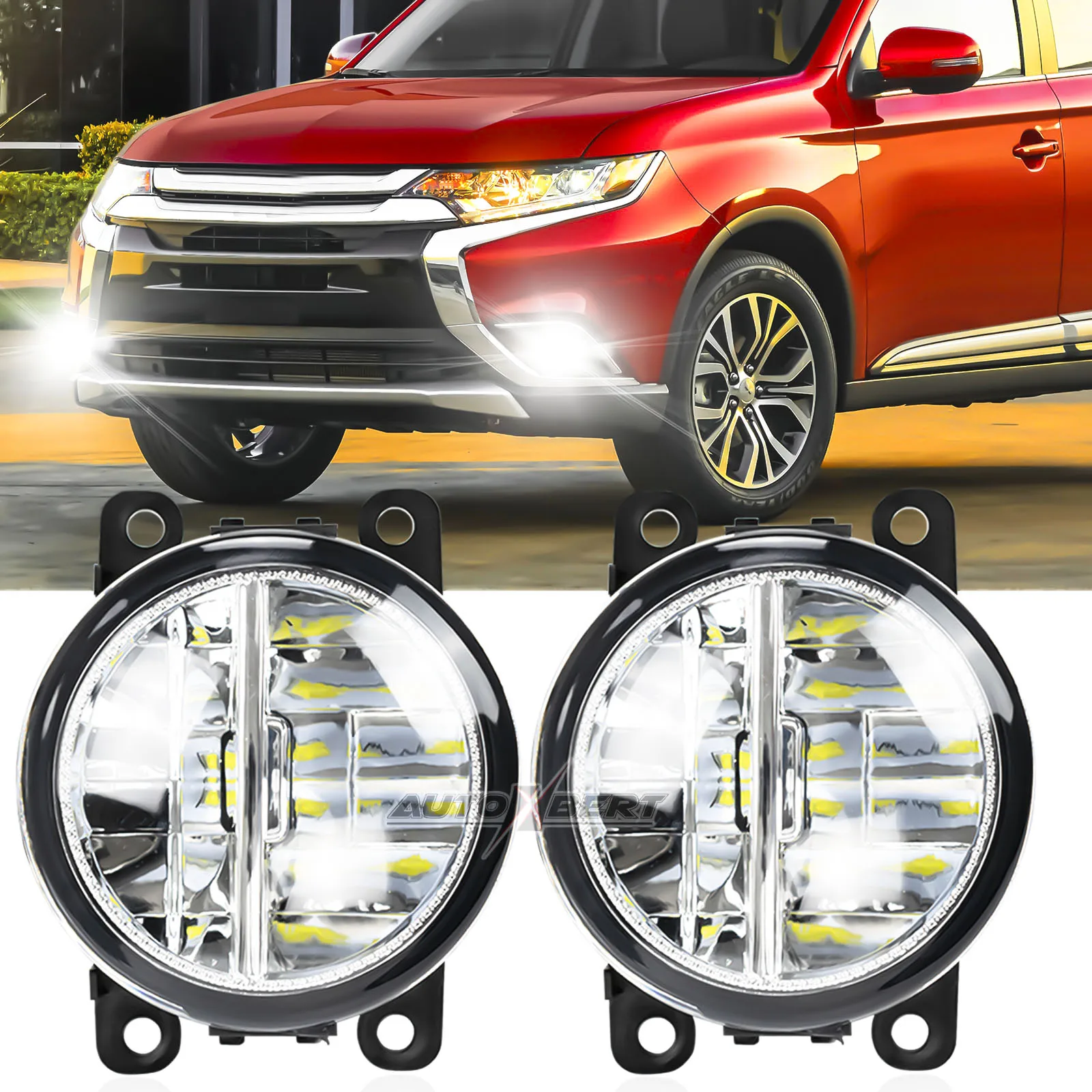 2x Car LED Fog Light DRL Daytime Running Light 12V For Mitsubishi Pajero Outlander L200 Galant Colt ASX Eclipse Grandis Attrage