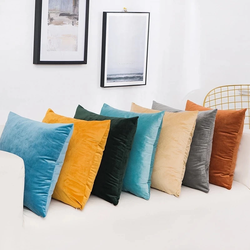 Solid Velvet Pillow Cushion Cover Home New Year Decorative 40*40/45*45/50*50/55*55/60*60cm Kussenhoes Housse De Coussin Cojines