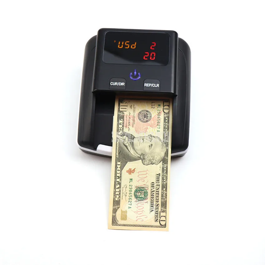 Mini Portable Fake Banknote Detector Total Amount Display Euro USD Conterfeit UV Currency Money Cash Detector With 500mA Battery