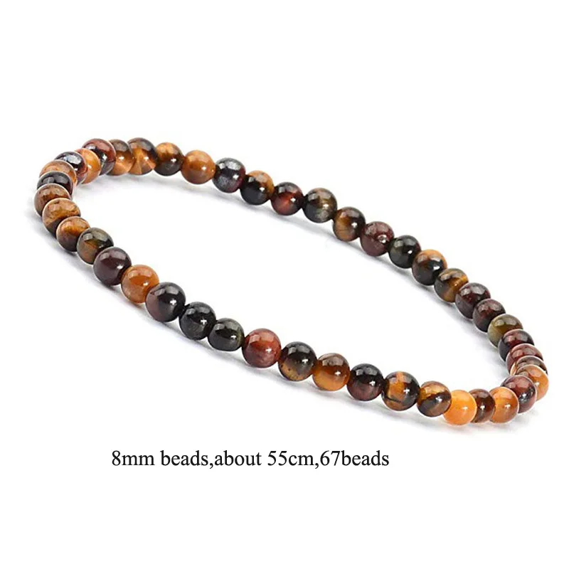 Fashion Vintage Beaded Choker Necklace for Men 8mm Natural Tiger Eye Stone Beads Collares Chain Strand Necklace Yoga Jewelry