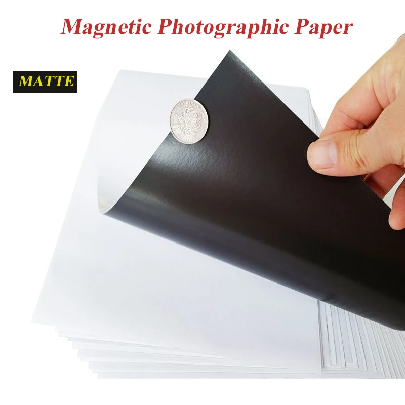 Papel fotográfico magnético para impresión por inyección de tinta, pegatinas mate, imán para nevera, A4, 4R