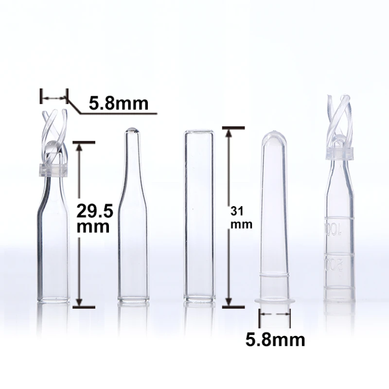 HPLC 2ml 바이알 액세서리 250ul 마이크로 인서트 (맨드릴 포함) 내부 및 폴리머 피트 V-9425 병용 원추형 튜브 슈트