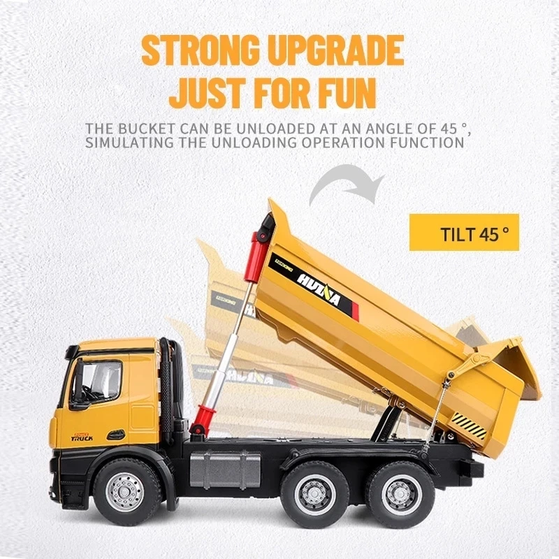 High Simulation Dump Truck Electric Alloy 10CH 10KG Loading RC Dump Truck Flash Light Music Engineering Vehicle Large Size Cars