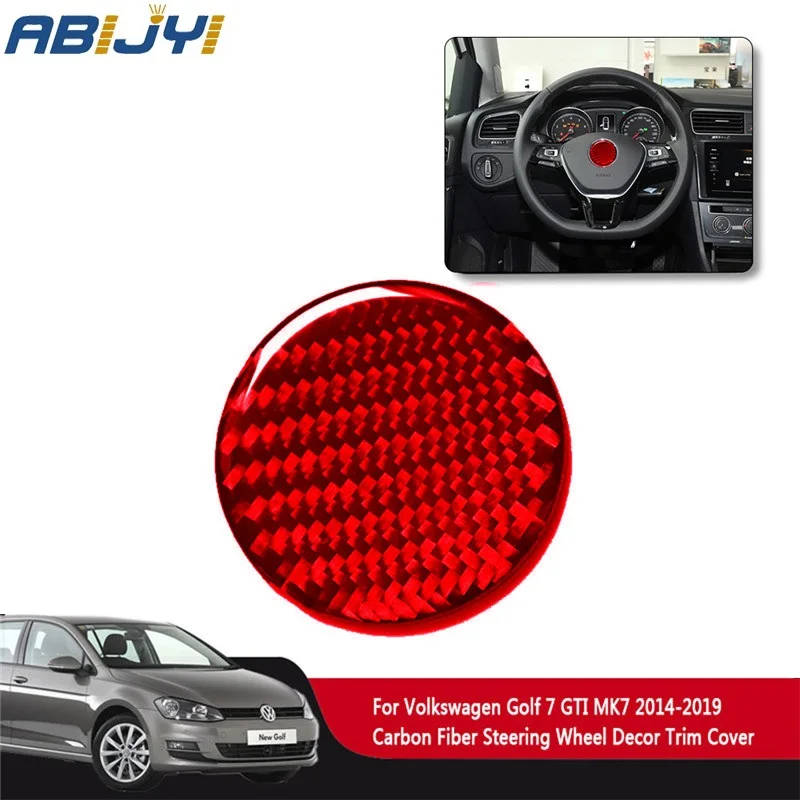 

Car Accessories Interior Carbon Fiber Red Steering Wheel Decorative For VW Golf 7 GTI MK7 2014-2019 Stickers Auto Good