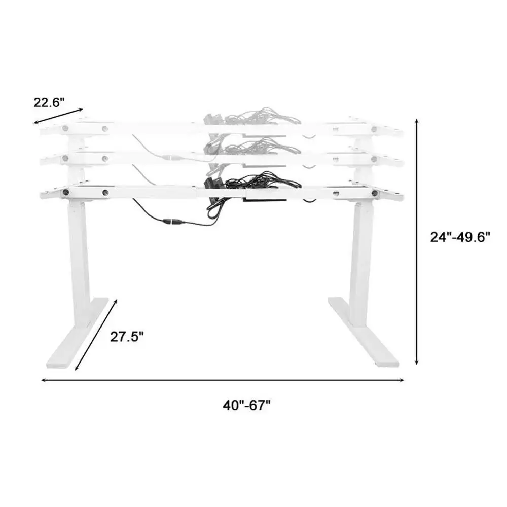 650mm Sit-Stand Electric Height Adjustable Standing Desk Frame Table Desk Frame Dual Motor 220lb Load Office Study Use