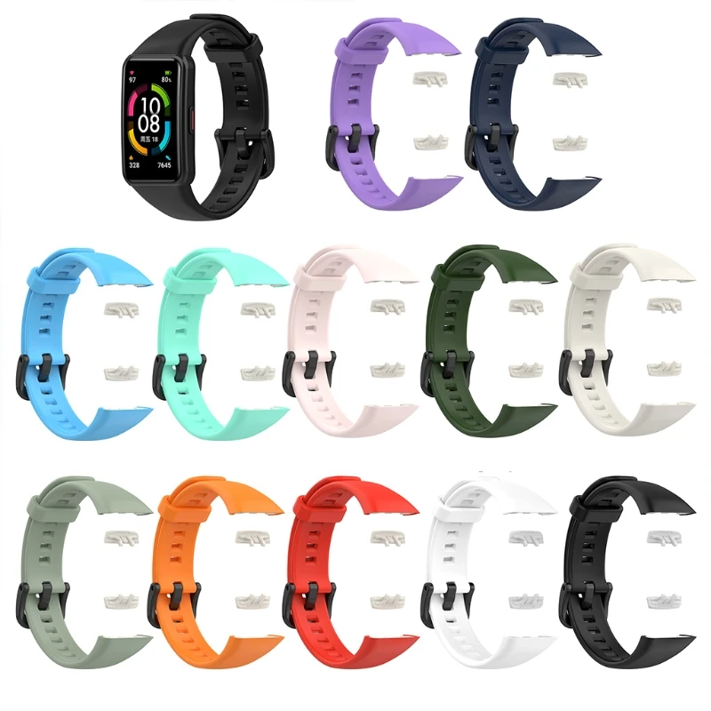 Replacement Sport Silicone Watch Band Wrist Strap Adjustable Watchbands for -Huawei Honor Band 6 Smart Watch