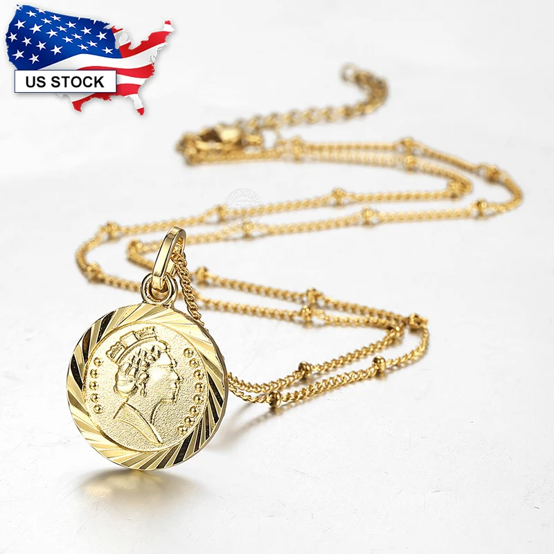 1.5 2mm Coin Chain Jewelry For Women Gold Color Round Heart  Charm Pendant Stainless Steel Satellite Round Box Link Chain GP430