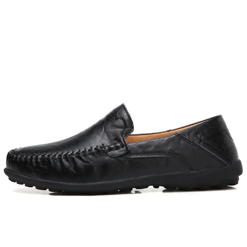 Winter Warm Men Casual Shoes Luxury Brand Genuine Leather Mens Loafers Moccasins Black Driving Shoes Plus Size 37-47 Skor