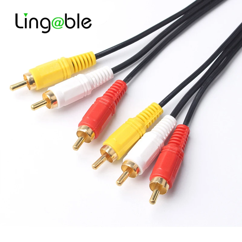 Lingable RCA-RCA Audio Cables 3 RCA to 3RCA Audio Video Cable Male To Male 3RCA To 3RCA Audio Video AV Cable Cord Wire For DVD