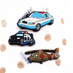 Original Luxury Police Car Shoe Accessories Charms Armed Helicopter Shoe Buckle Decoration for Kids X-mas Party Gifts