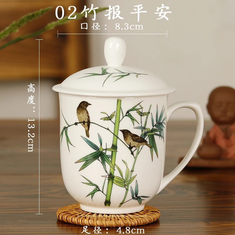 Jingdezhen Ceramic Tea Cup With Cover Bone China Water Cup Office Meeting Vup Hotel Company Customized Pastel Logo