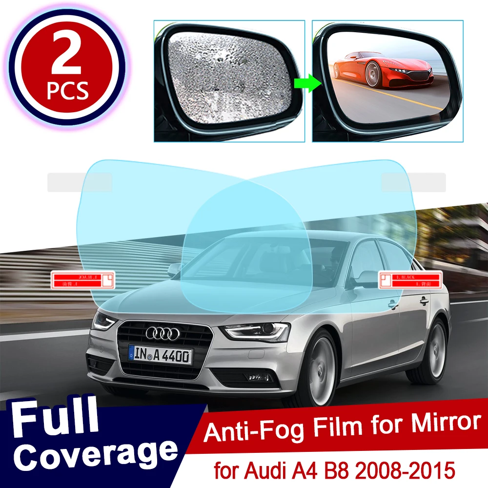 for Audi A4 B8 2008~2015 Full Cover Anti Fog Film Rearview Mirror Rainproof Clear Anti-fog Films Car Accessories 2009 2010 2014