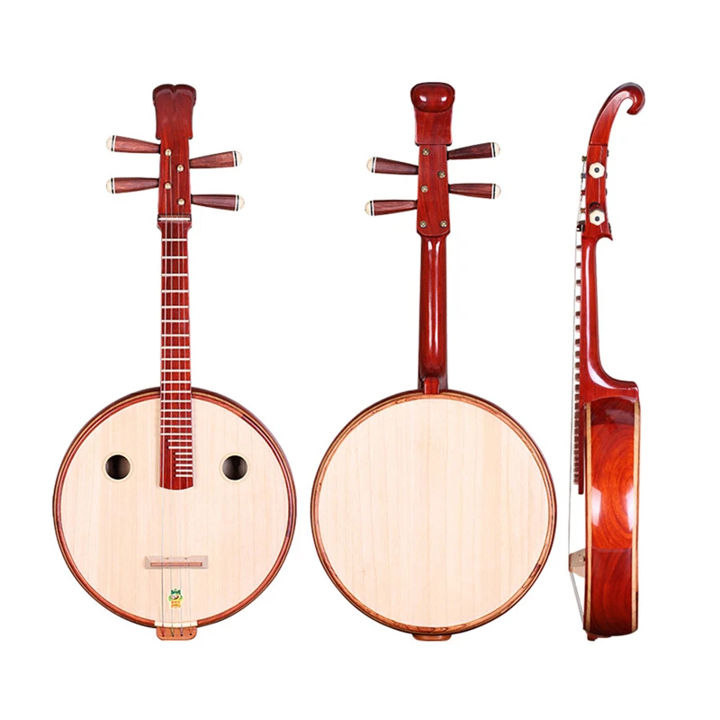 Dunhuang Brand Zhongruan 666ZY African Red Sandalwood Qin Straight Crown Dovetail Inlaid Rosewood Folk Musical Instrument