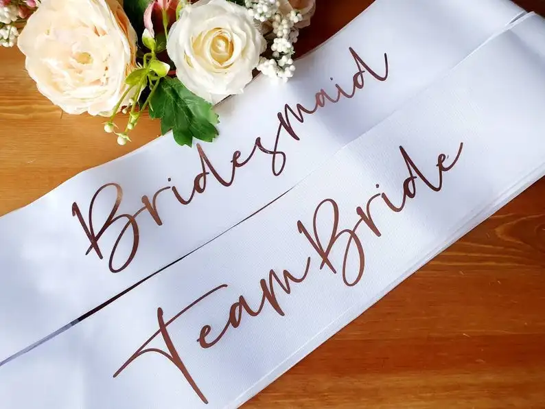 Custom Satin Wedding Sash, Personalized Bride Sash, Birthday Sash, Bride Team, Bridesmaid, Hen Party Sash