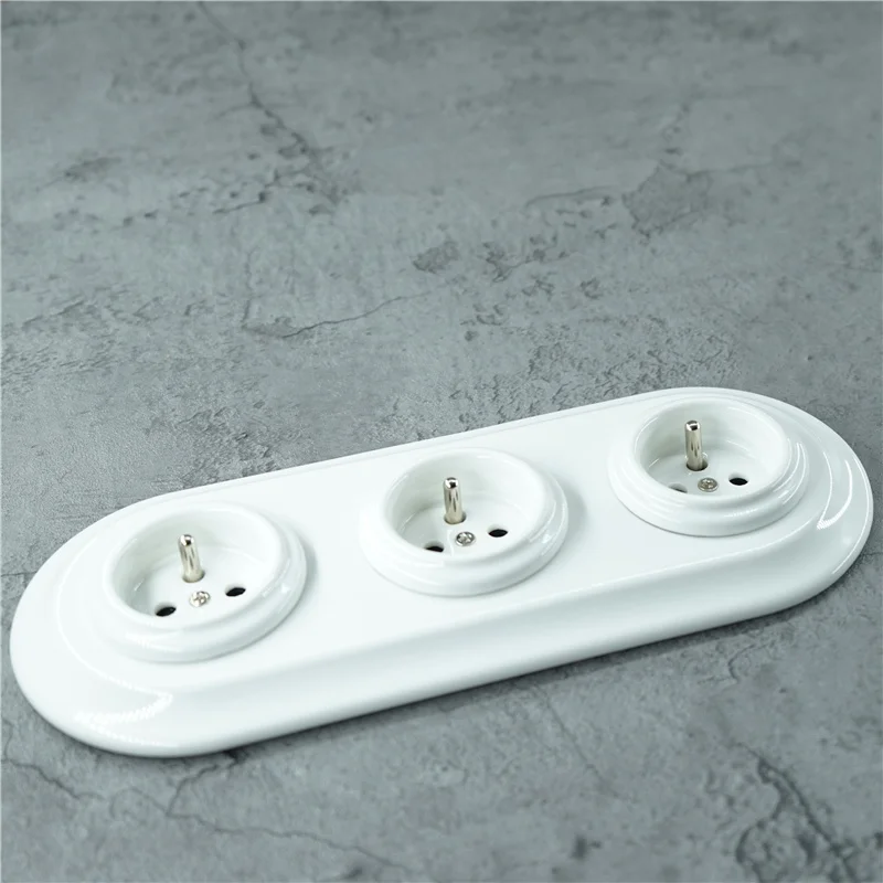 Flush-mounted Porcelain French Style Electrical Wall Socket Combination Outlet 240V 16A