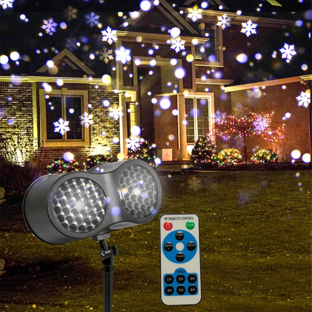 Christmas Snowflake Laser Lamp Waterproof AC110V~240V Snowfall Light Projector for Garden Holidays New Year Home Wall Decoration