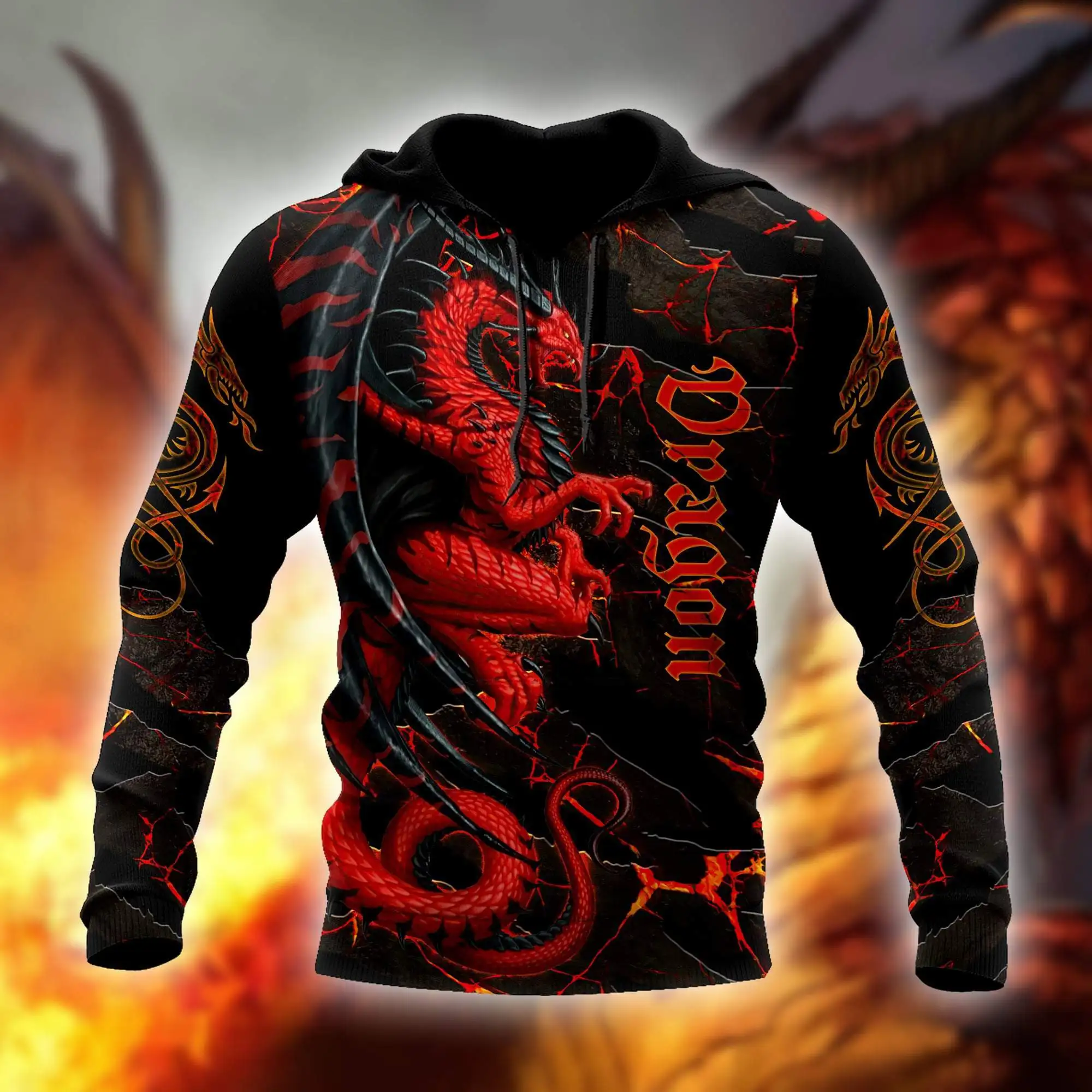 Beautiful Premium Red Dragon 3D Printed Men Hoodie Autumn and winter Unisex Sweatshirt Zip Pullover Casual Streetwear KJ433