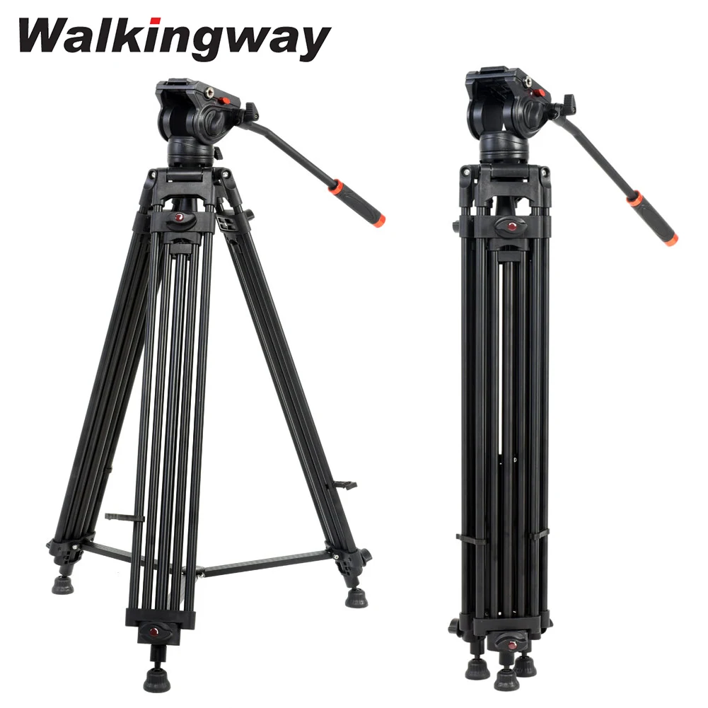 Video Tripod Professional Tripod Heavy Duty Aluminum Fluid Hydraulic Head Quick Shoe Plate for DSLR Camcorders Video Camera