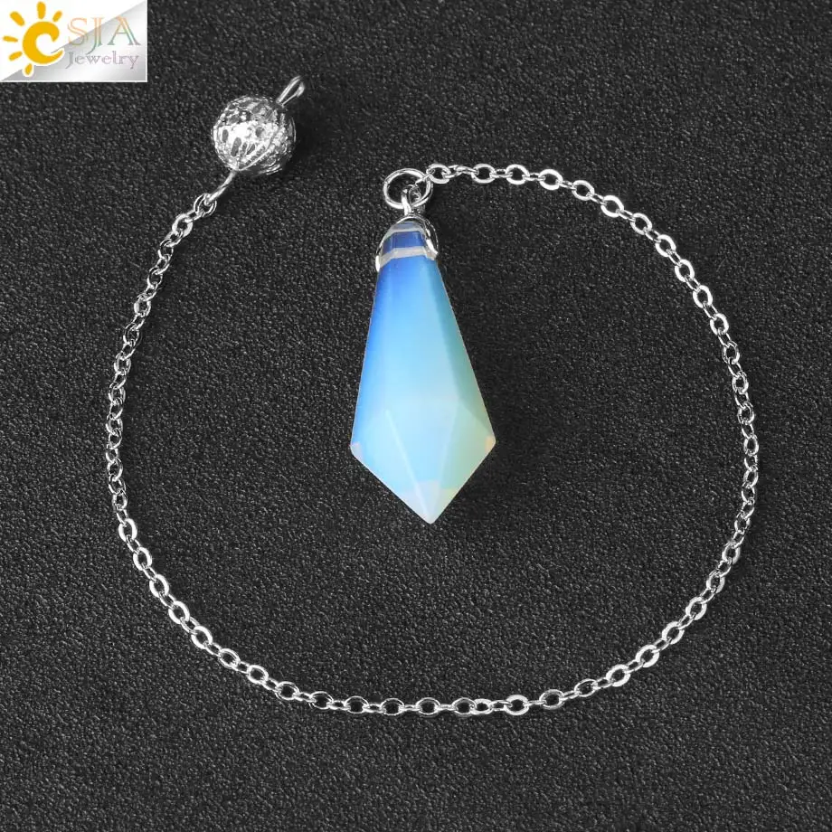 CSJA البندول الحجر الطبيعي للعرافة شفاء المكوك الروحي مسدس الكوارتز التغطيس البندول Radiesthesia Pendulos G690