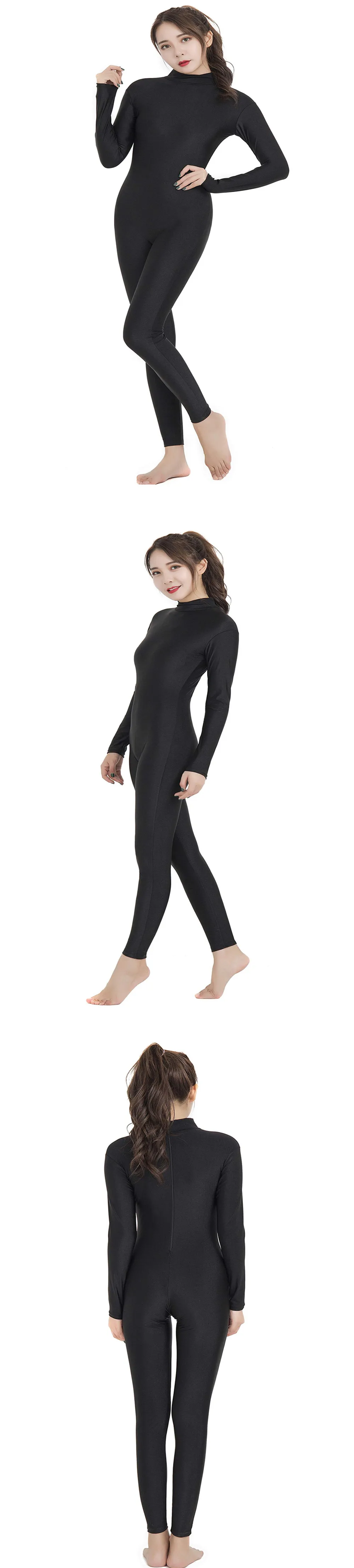 Speerise Ganzanzug für Erwachsene und Damen, Stehkragen, Reißverschluss, einteilig, Ganzkörper-Trikot, langärmelig, Ballett-Tanzkleidung – Detail 4