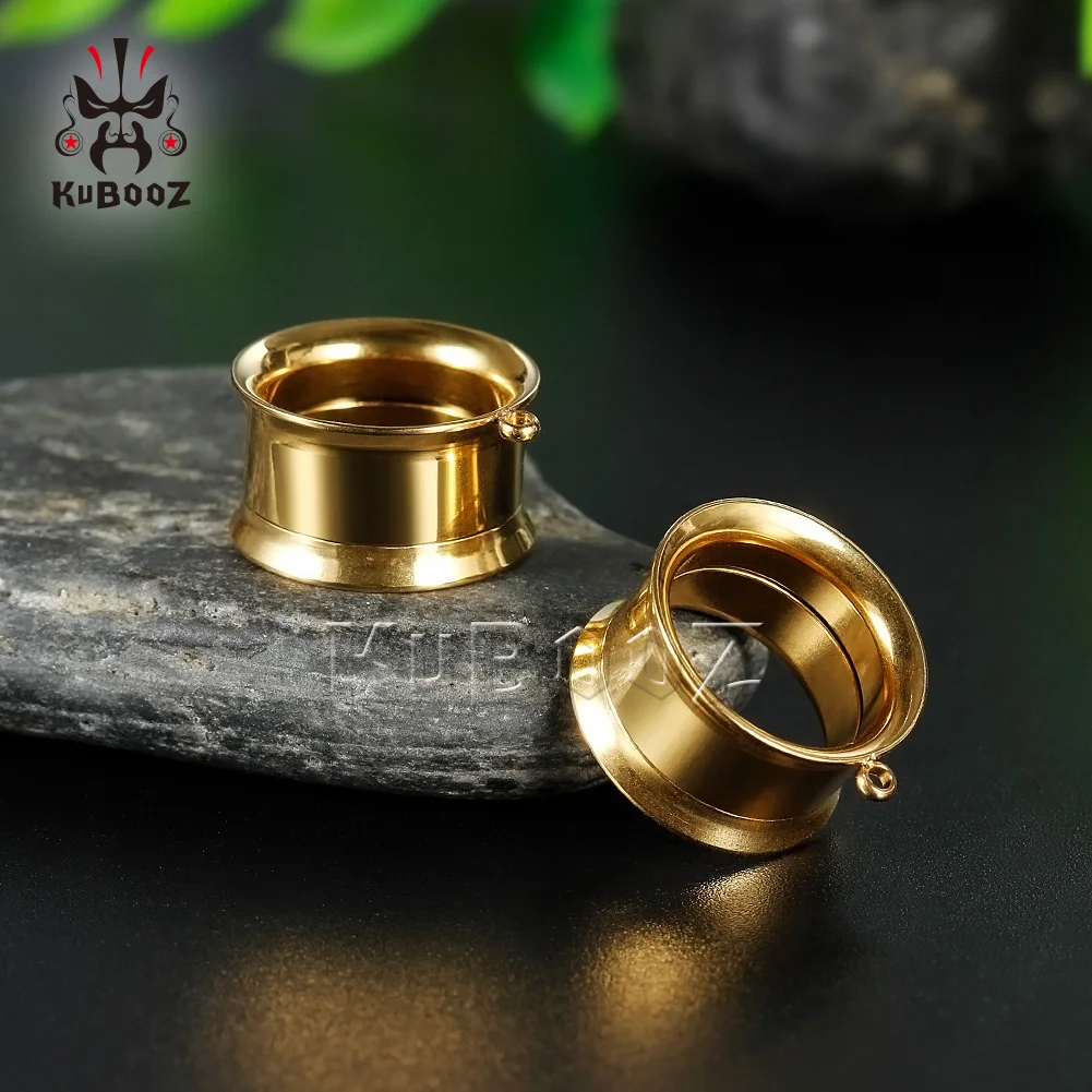 KUBOOZ Simple Design Stainless Steel Ear Piercing Tunnels Gagues Expanders Body Jewelry Earring Plugs Stretchers For Unisex 2PCS