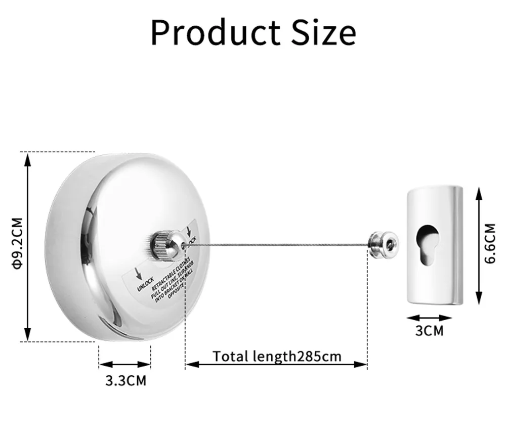 Retractable Clothesline Clothes Dryer with Adjustable Stainless Steel Rope String Laundry Hanger Organizer DryingRack