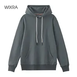 Wixra Womens Heavy Basic Hooded Sweatshirts 100% Cotton Pullovers Long Sleeve Autumn Spring Casual Street Wear Classic Men Tops