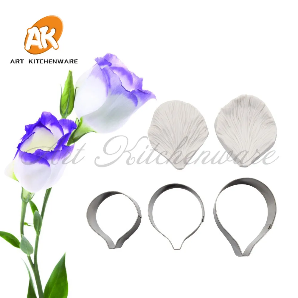 5pcs/set Lisianthus Impression Flower Mold Silicone Veiner Mold Cake Decorating Fondant  Sugarcraft Cake Mold for Sugar Flower