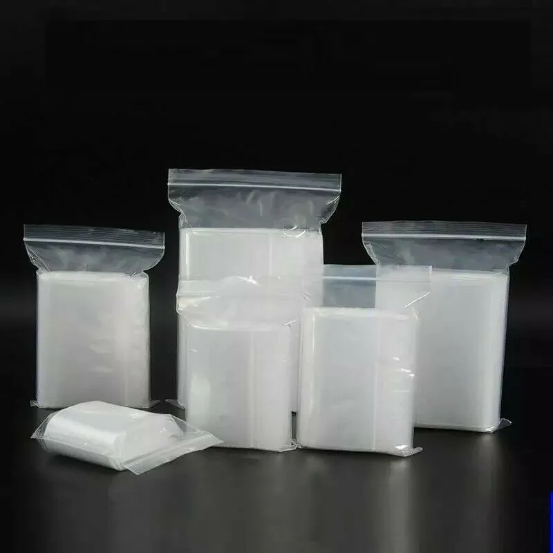 100Pcs Small Clear Vacuum Bags Plastic Baggies Baggy Grip Self Seal Resealable Zip Lock For Kitchen Food Mini Tool Parts Storage