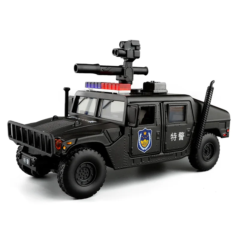 

High quality 1:32 H1 special police alloy model,simulation die-cast sound and light children's toy car model,free shipping