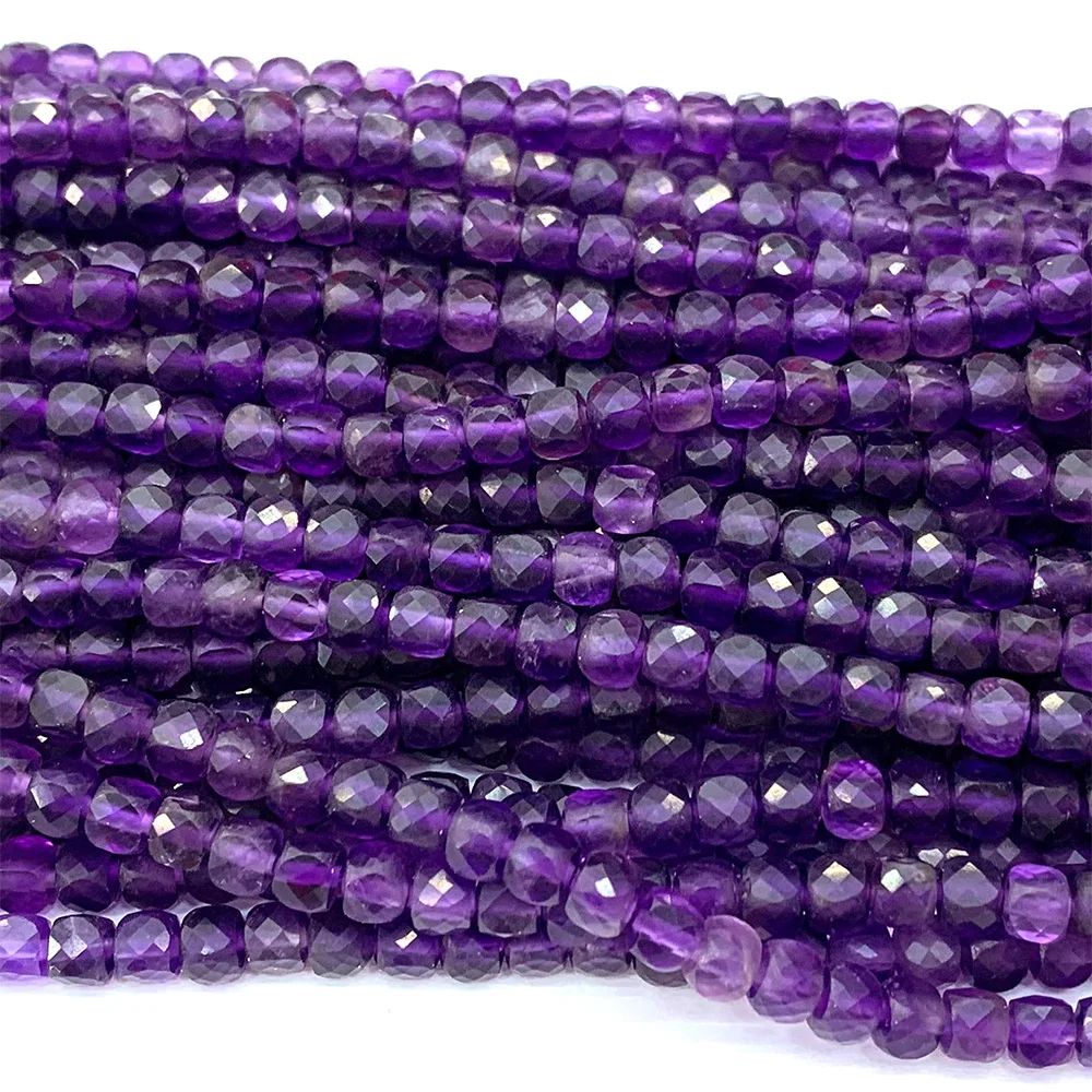 Veemake Amethyst Natural Stone DIY Necklace Bracelets Earrings Gemstones Faceted Irregular Cube Small Beads For Jewelry Making