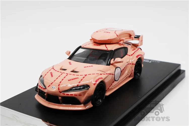 نموذج سيارة TimeMicro 1:64 Supra وردي الخنزير/فضي Diecast