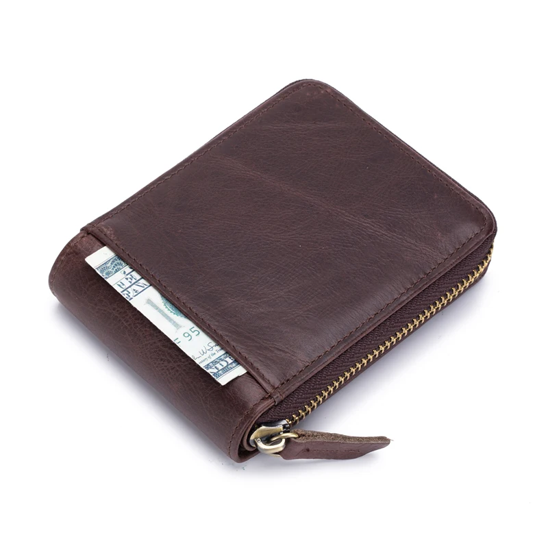 Brand Genuine Leather Men Wallets Short Coin Purse Small Retro Wallet Cowhide Leather Card Holder Pocket Purse Men Wallets