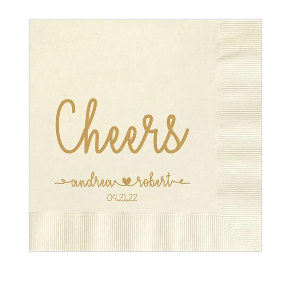 Personalized Wedding Napkins Personalized Heart Connected Cheers Monogram Napkins Custom Bar Napkins Reception LOTS of COLORS