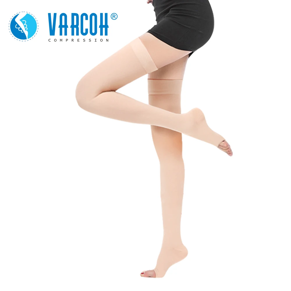 Medical Compression Stockings Women Men With Silicone Band Graduated Firm Support 30-40 mmHg Varicose,Lymphedema Edema Pregnancy