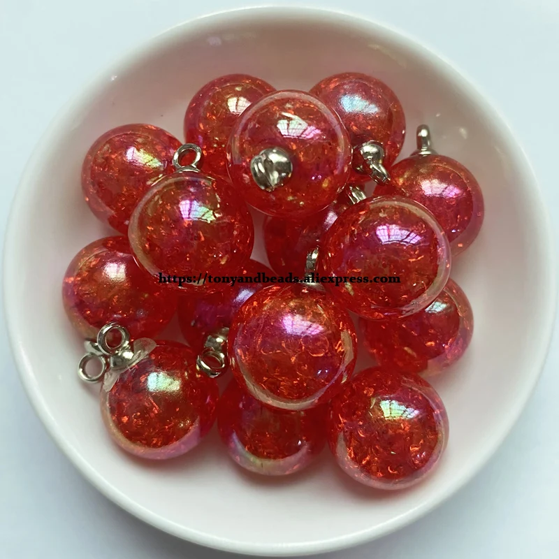(1 Los = 10 Stück) Glänzende AB-Cracks Acryl-Kugelanhänger, Größe 15mm, 9 Farben für Schmuckherstellung DIY – Detail 7