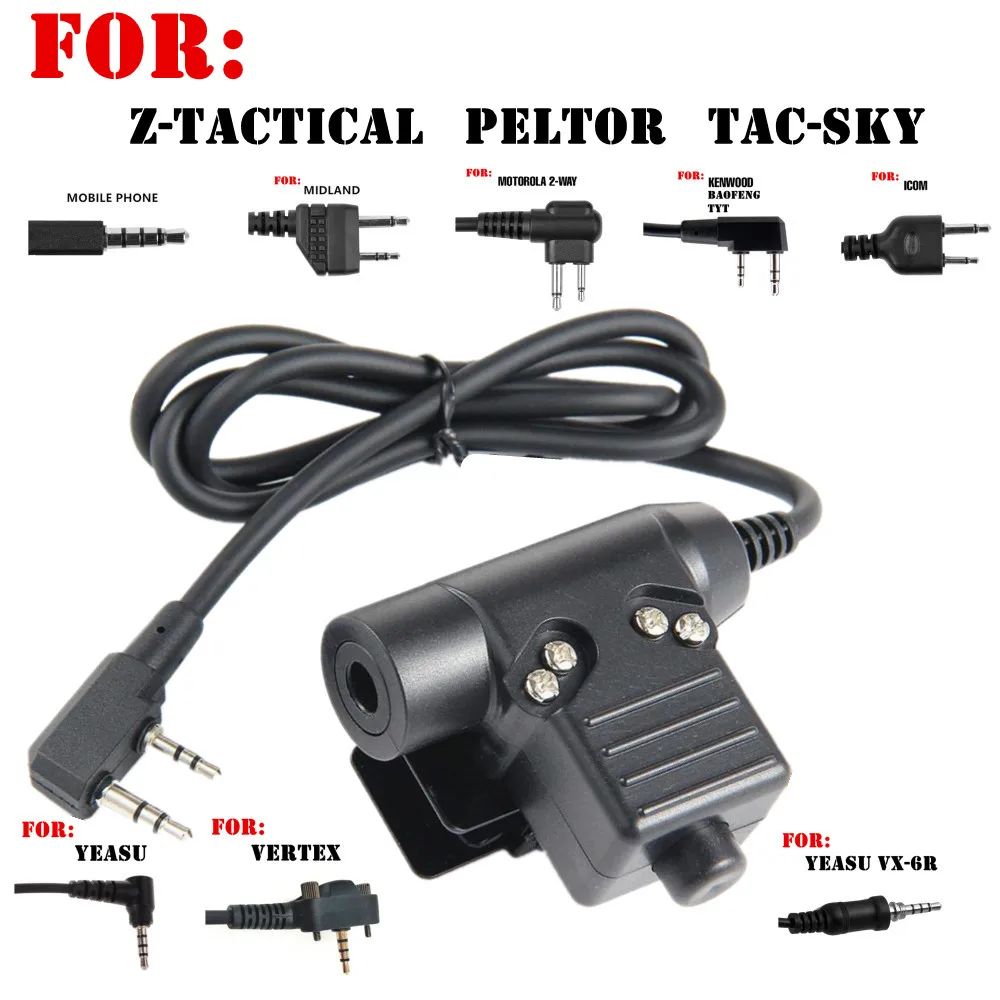 Tactical U94 PTT Headset Accessory PTT For  Z-Tactical  tca-sky peltor  Headphones for baofeng icom midland motorola YEASU radio