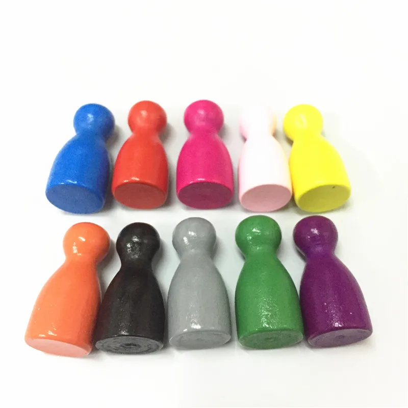 100pcs 10colors 24*12mm Humanoid Chess Pieces Wood Pawn/Chess Card Pieces For Board Games Accessories