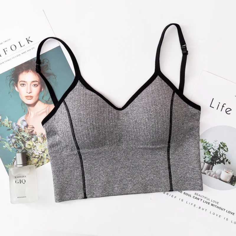 Women Bra Tank Crop Top Seamless Underwear Female Crop Tops U-shaped Back Sports Intimates Sexy Lingerie Padded Camisole Femme