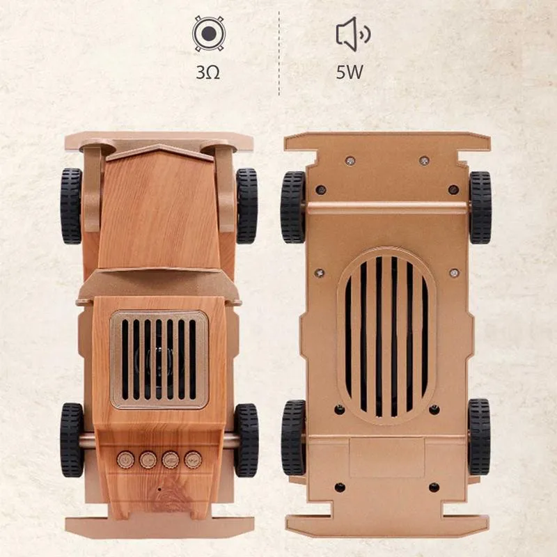 AS60 Wooden Retro Old Car Bluetooth Speaker Wireless Mini Sound Box For Children/lovers With TF Card USB AUX FM Radio