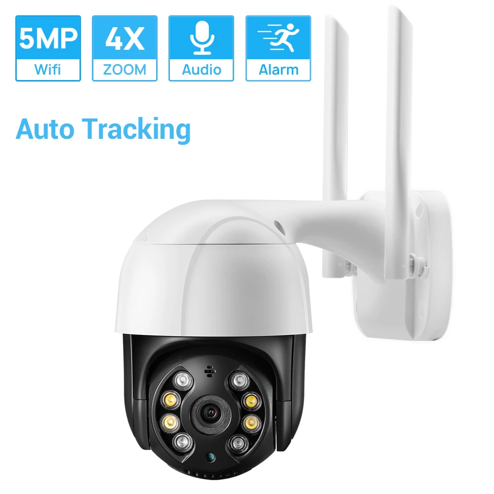 

5MP Mini PTZ Wifi Camera H.265 Wireless/Wired ONVIF IP Camera Outdoor 4xDigital Zoom Auto Tracking AI Human Detection ICSEE